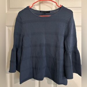 White House Black Market Textured Blue Top